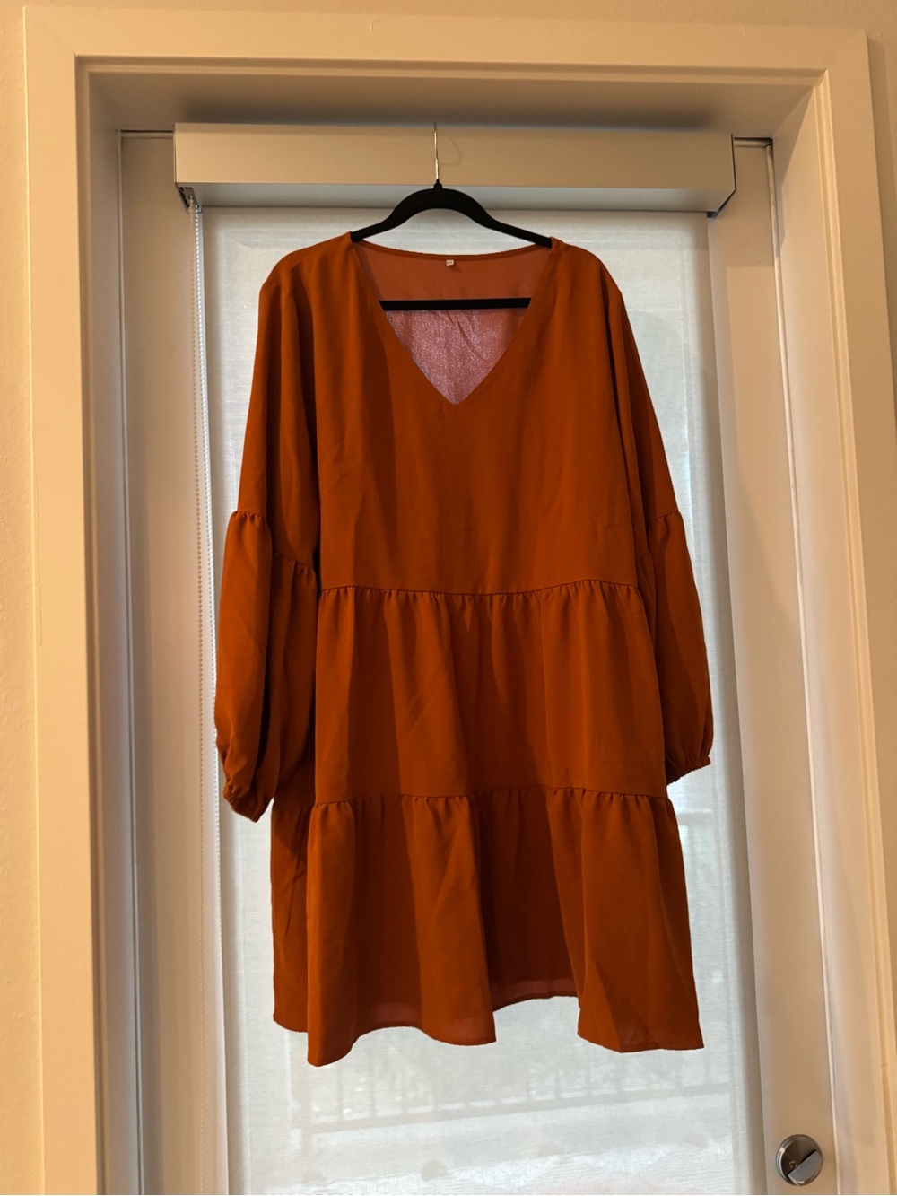 Women’s V-Neck Tiered Dress in Rust
